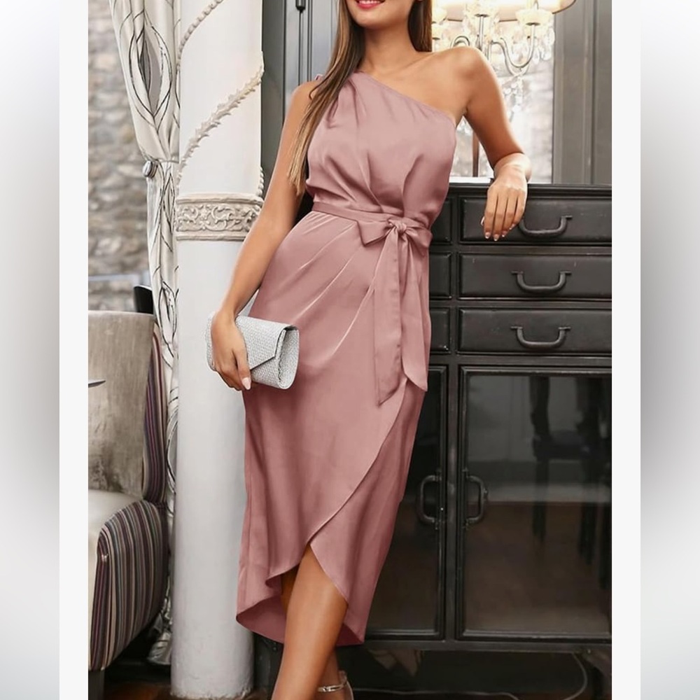 Pink one shoulder dress
